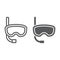 Diving mask line and glyph icon, diving