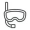 Diving mask line icon, diving and underwater