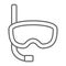 Diving mask thin line icon, diving and underwater