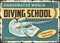 Diving school vintage colorful poster