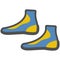 Diving shoes linear icon with colored fill.Vector illustration.