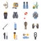 Diving And Snorkeling Flat Decorative Icons