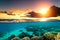 Diving into the Sunset: An Enchanting Ocean View from Underwater with Generative AI