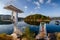 Diving tower and platform in Olavsberget bathing area near Porsgrunn Telemark Norway Scandinavia