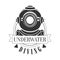 Diving underwater vintage logo. Black and white vector Illustration