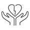 Divorce break heart icon, outline style