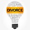 Divorce bulb word cloud collage