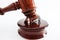 Divorce and child custody concept with family figurine on wooden judge gavel