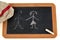 Divorce concept with a couple drawn on a school slate