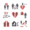 Divorce flat icons. Vector signs for web graphics