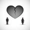 Divorce heartache concept broken heart with man and woman