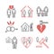 Divorce line icons. Vector signs for web graphics