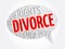 Divorce message bubble word cloud collage, law concept background