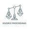 Divorce proceedings vector line icon, linear concept, outline sign, symbol