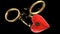 divorce rings breaking love red heart padlock locked in piecies - 3d rendering