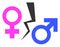 Divorce Symbol Raster Icon Flat Illustration