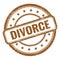 DIVORCE text on brown grungy vintage round stamp