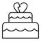 Divorce wedding cake icon, outline style