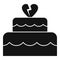 Divorce wedding cake icon, simple style
