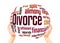 Divorce word cloud sphere concept