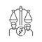 Divorse line black icon. Judiciary concept. Family law. Sign for web page, mobile app, button, logo