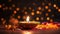 Diwali candles floating bokeh background lights