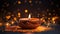 Diwali candles floating bokeh background lights