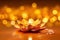 Diwali Celebration: Illuminated Oil Lamp on Bokeh Background - Generative AI