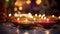 Diwali Clay Diya lamps candles lit during Dipavali, Hindu festival of lights celebration