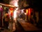 Diwali decorative lamps/Akash Kandil/Lantern lights hanging  and firecracker bursting outside traditional home