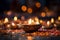 Diwali diya, a blurred Hindu festival lights celebration, illuminating a festive backdrop