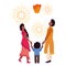 diwali family with lanterns