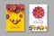 Diwali festival holiday posters with paper cut style of Indian Rangoli, flowers and diya - oil lamp. Yellow and white