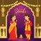 Diwali greeting card with cartoon indian kids