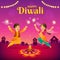 Diwali greeting card with cartoon indian kids