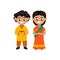 Diwali India couple kids mascot design illustration