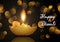 Diwali lamp background with bokeh lights