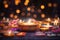 Diwali lights poster with glowing diyas and