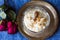 Diwali,Navratri and Durga Puja special Indian rice pudding known as rice kheer or payasam or payesh served in vintage silver plate