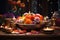 Diwali puja thali with religious offerings and