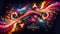 Diwali\\\'s ethereal diyas, poster showcasing vibrant powders in a celestial dance