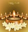 Diwali vector background with festive candles and flowers