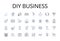 Diy business line icons collection. Handmade venture, Homemade enterprise, Bespoke business, Crafty company, Artisan