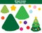 DIY children educational creative game. Paper cut activity. Make a New Year, Christmas tree with glue