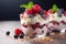 A DIY creation of raspberry, blueberry, yogurt, and crunchy granola