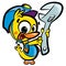 DIY Do it yourself cartoon baby duck plumber fixing plumbing