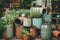diy garden project with recycled materials, such as old metal pipes and cans