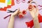 DIY instruction. Step by step guide. The process of making a garland of hearts for Valentine\'s Day