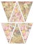 DIY Printable shabby chic Vintage style banner bunting garland flags with vintage pink and yellow roses