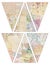 DIY Printable Vintage style banner bunting garland flags with collaged vintage wallpaper